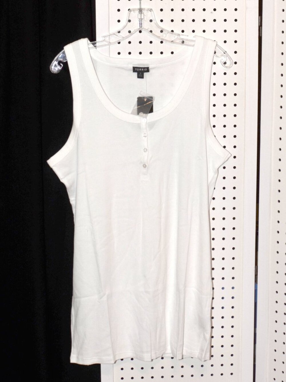 Plus Size Torrid 3 3X Torrid White Cotton Modal Rib Scoop Henley Tank Top NWT